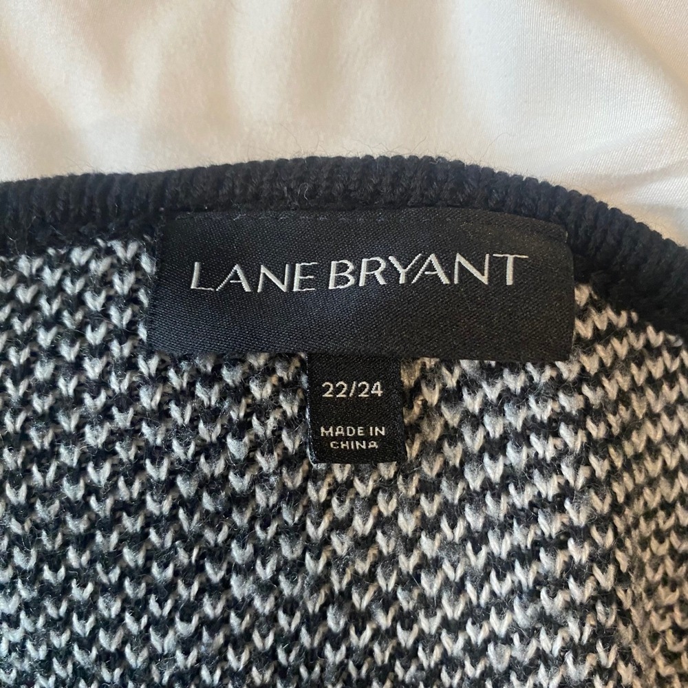 Lane Bryant Womens Sweater Plus Size 22 24 Black White Buffalo Check Long Sleeve - Picture 3 of 4